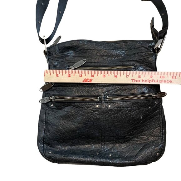 Kenneth Cole Reaction Black Leather Crossbody Bag With Adjustable Strap & Multip - Picture 7 of 11